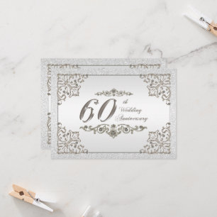 Glitter 60th Wedding Anniversary Invitation Card