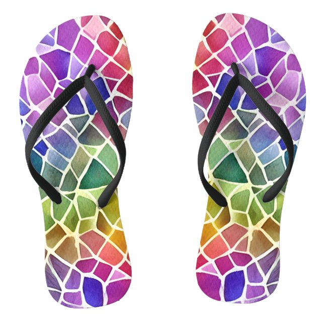 Glitter Abstract Geometric Octagon Flip Flops (Footbed)