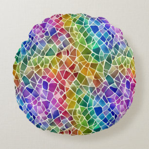 Glitter Abstract Geometric Octagon Round Cushion