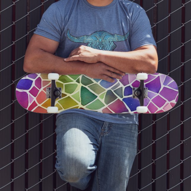Glitter Abstract Geometric Octagon Skateboard (Outdoor 3)