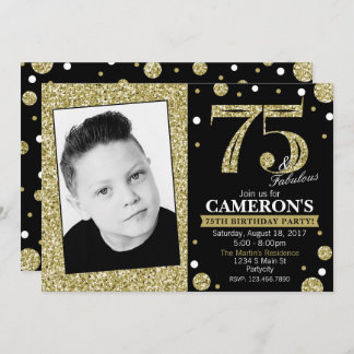 Glitter Adult Milestone Birthday Photo Invitation