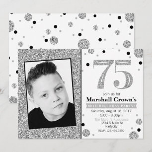 Glitter Adult Milestone Birthday Photo Invite