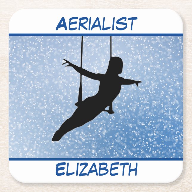 Glitter Aerialist Square Paper Coaster (Front)