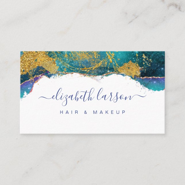 Glitter Agate Elegant Hair Stylish Salon Business Card (Front)