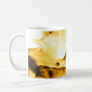 Glitter Alcohol Ink Art. Japanese Ink Style. Beig Coffee Mug