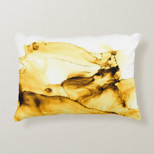 Glitter Alcohol Ink Art.  Japanese Ink Style. Beig Decorative Cushion