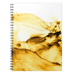 Glitter Alcohol Ink Art. Japanese Ink Style. Beig Notebook