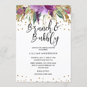 Glitter Amethyst Bridal Shower Invitation