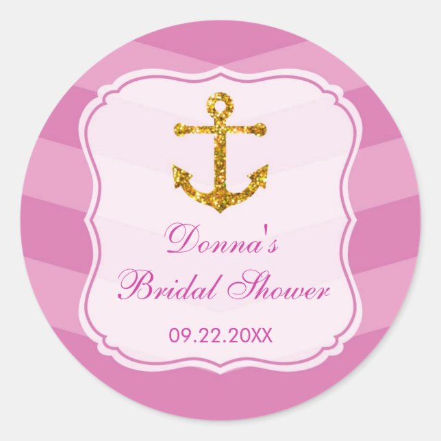 Glitter Anchor Nautical Favour Sticker (Front)