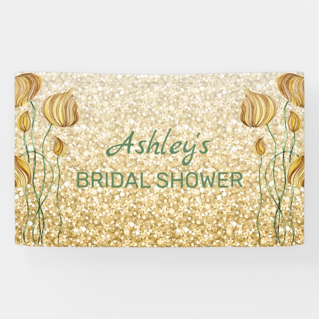 Glitter And Abstract Flowers Banner (Horizontal)