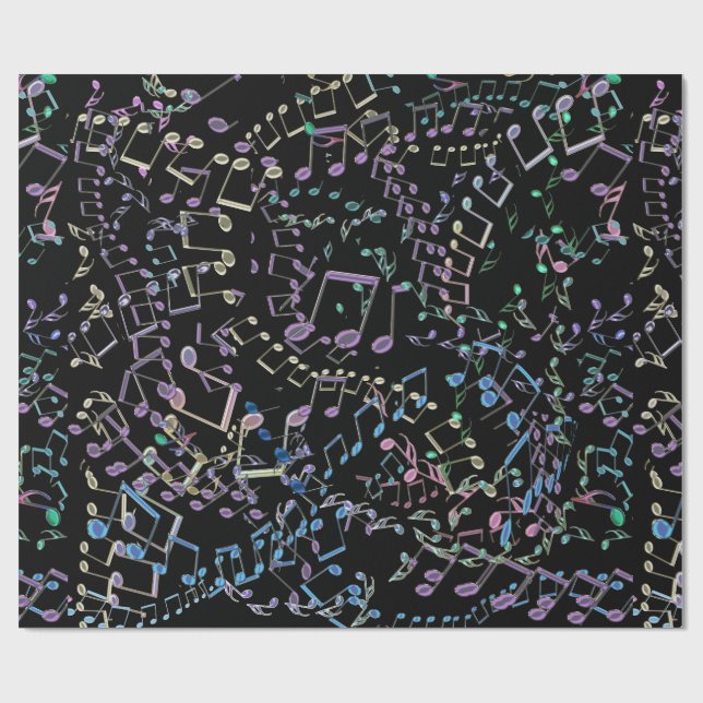Glitter and Bling  Rainbow Musical Notes Wrapping Paper (Flat)