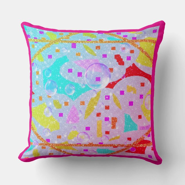 GLITTER AND BUBBLES DESIGN PASTELS ART CUSHION (Front)