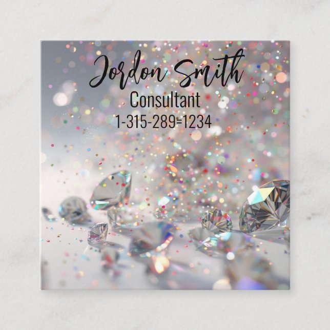 Glitter and Diamonds  Square Business Card (Front)