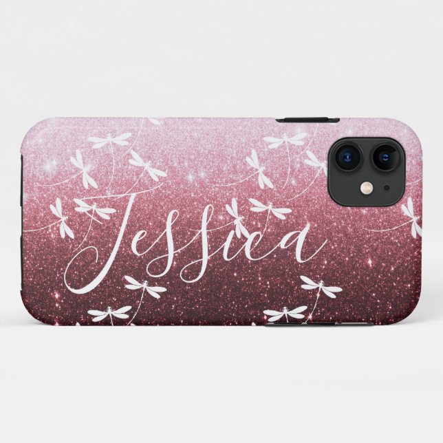 Glitter and dragonflies personalised  Case-Mate iP iPhone Case (Back (Horizontal))