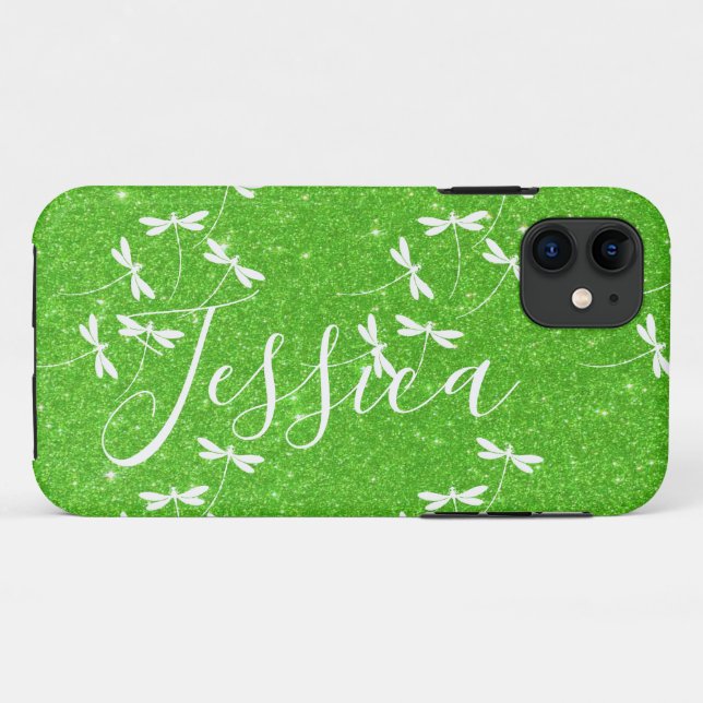 Glitter and dragonflies personalised  Case-Mate iP iPhone Case (Back (Horizontal))