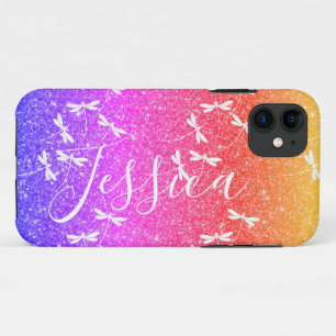 Glitter and dragonflies personalised Case-Mate iP iPhone 11 Case
