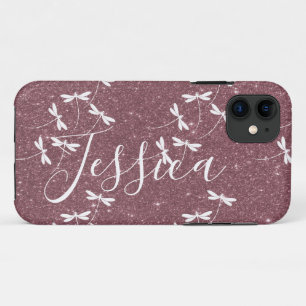 Glitter and dragonflies personalised  iPhone 11 case