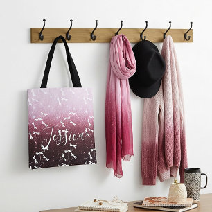 Glitter and dragonflies personalised  tote bag