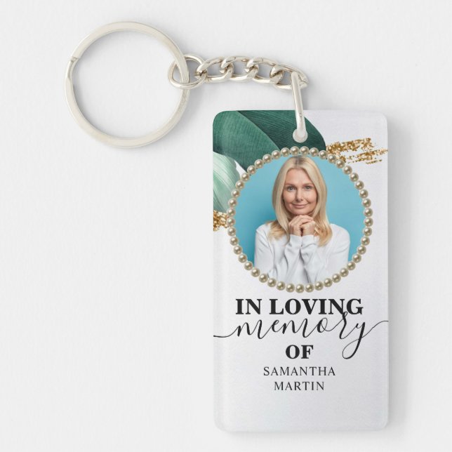 Glitter and Foliage Memorial Gift Keychain (Front)