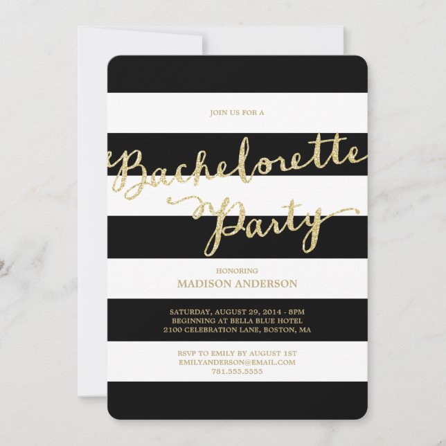 Glitter and Glam | Bachelorette Party Invitation (Front)