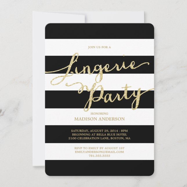 Glitter and Glam | Lingerie Party Invitation (Front)