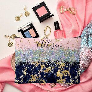 Glitter and marble personalised accessory pouch