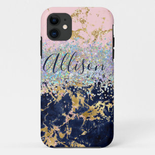 Glitter and marble personalised  iPhone 11 case