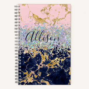 Glitter and marble personalised journal