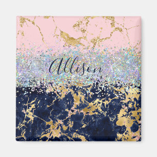 Glitter and marble personalised magnet