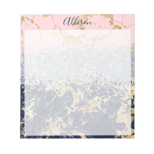 Glitter and marble personalised notepad