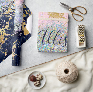Glitter and marble personalised wrapping paper