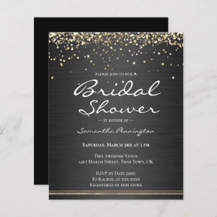 Glitter and Metal Bridal Shower Budget Invitation