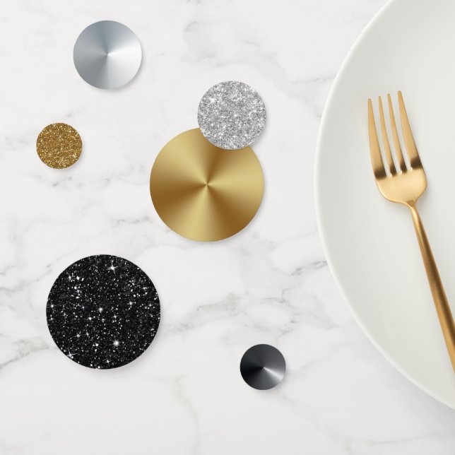 Glitter And/Or Metal Mix Gold Silver Black Confetti (Group)