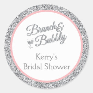 Glitter and Pink Bridal Shower Stickers