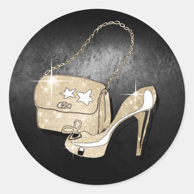 Glitter and Shine Accessories Black/Gold ID675 Classic Round Sticker (Front)