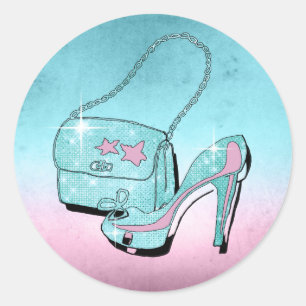 Glitter and Shine Accessories Teal/Pink ID675 Classic Round Sticker
