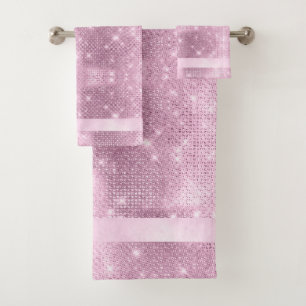 Glitter and Shine Pattern Pink ID671 Bath Towel Set