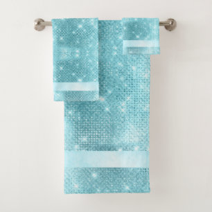 Glitter and Shine Pattern Teal ID671 Bath Towel Set