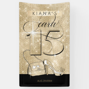 Glitter and Shine Quinceanera Black/Gold Vrt ID701 Banner