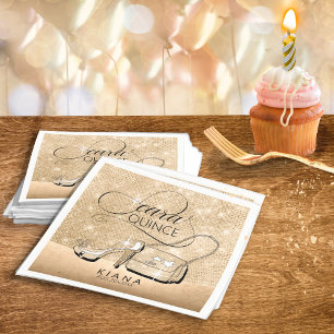Glitter and Shine Quinceanera Gold ID701 Napkin