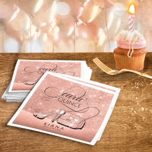 Glitter and Shine Quinceanera Rose Gold ID701 Napkin
