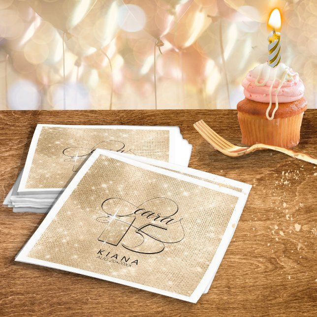 Glitter and Shine Quinceanera V1 Gold ID701 Napkin (Creator Uploaded)