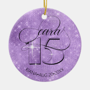 Glitter and Shine Quinceanera Violet ID701 Ceramic Tree Decoration