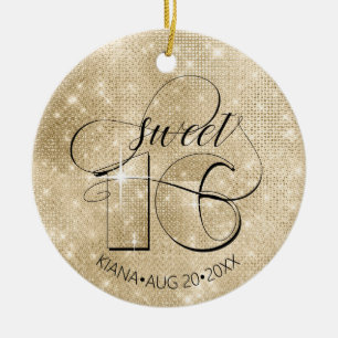 Glitter and Shine Sweet 16 Gold ID675 Ceramic Tree Decoration