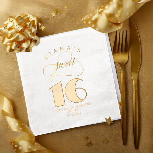 Glitter and Shine Sweet 16 Gold ID675 Foil Napkins