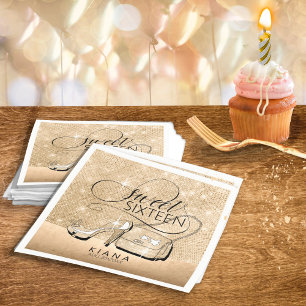 Glitter and Shine Sweet 16 V2 Gold ID675 Napkin