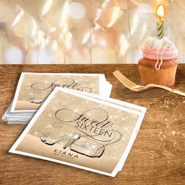 Glitter and Shine Sweet 16 V2 Gold ID675 Napkin (Creator Uploaded)