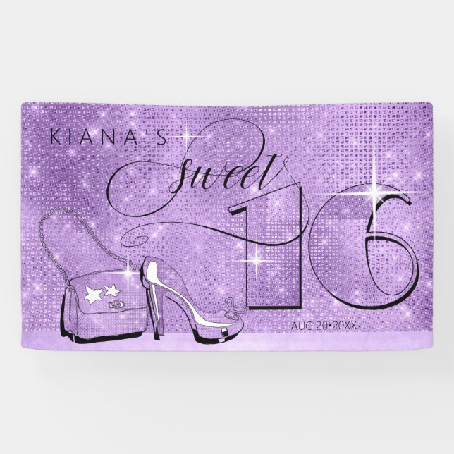 Glitter and Shine Sweet 16 Violet Hor ID675 Banner (Horizontal)