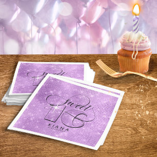 Glitter and Shine Sweet 16 Violet ID675 Napkin