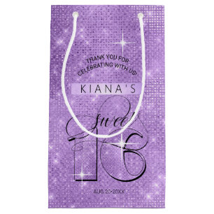 Glitter and Shine Sweet 16 Violet ID675 Small Gift Bag